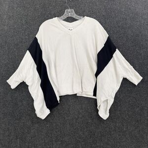 Planet Sweater Womens One Size White Black Pima Cotton Poncho Dolman Sleeve